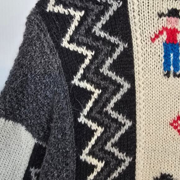 Artesanias Pachamama 100% Alpaca Peruvian Handknit Cardigan Sweater Large - Picture 6 of 8